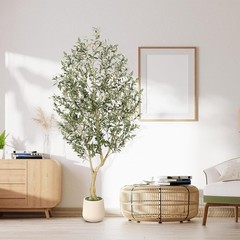 Realead 7ft Artificial Olive Tree with Tall Exquisite Planter – Realistic Fake