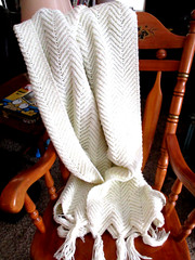 Knit Throw Blanket Chunky w Fringe Lap Home Decorative Ivory Off White 56″ x 48″
