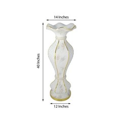 40″ White Gold Ceramic Marble Design Vase Pearls Mirror Mosaic Party Supplies