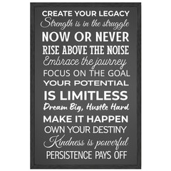 Create Your Legacy Motivational Wall Art Framed Poster 11×17 Office Home Decor