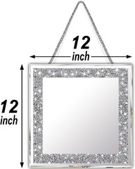 Gorgeous 2-Piece Wall Mirrors with Crystal Diamond Effect, 12×12 Silver Finish