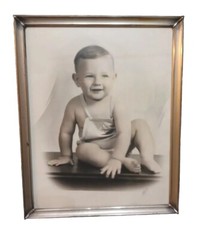 Vintage Photo Frame 8 X 10 Silver Metal Brown Velvet Easel Hanging Mid Century