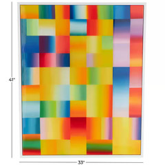 1- Panel Geometric Ombre Square Pop Art Framed Wall Art with White Frame 41 In.