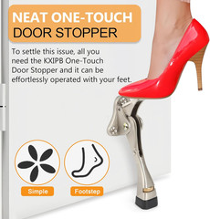 Kickdown Door Stopper 4 Inches – 2 Packs One Touch Adjustable Height Door Stop f