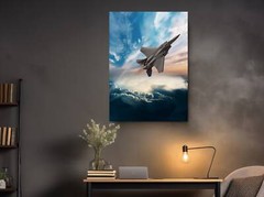 F-15 Eagle Flying Through the Clouds Fighter Aircraft Wall Art – Canvas Poster