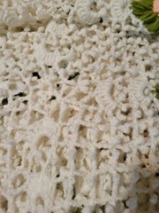 VTG Bed Cover Throw 126″ x 96″ Handmade Crochet 3D Daisy Reversible Double Sided