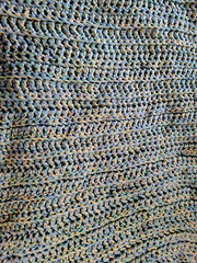 Handmade Crocheted Throw 38x54in Blue Green Tan New VTG EXTRA YARN INCOMPLETE