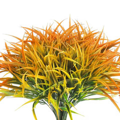 0.1 In. Orange Outdoor Artificial Shrub UV Resistant Faux Plastic Grass Autumn I