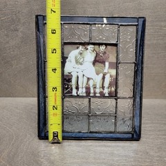 J. Devlin Stained Glass Leaded Frame For 3×3″ Square Photo Blue Free Standing