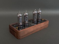 Handcrafted IN14 Nixie Tube Clock, Black American Walnut Base