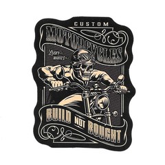 Build Not Bought Vinyl Sticker Skeleton Biker Custom Motorcycles Lucky Wheels