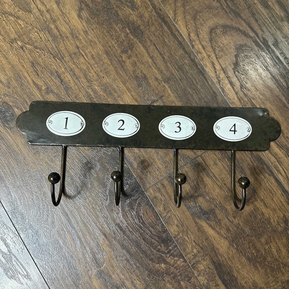 Rustic Coat Hooks for 5 Coats,belts Etc., Metal Brown with Numbers