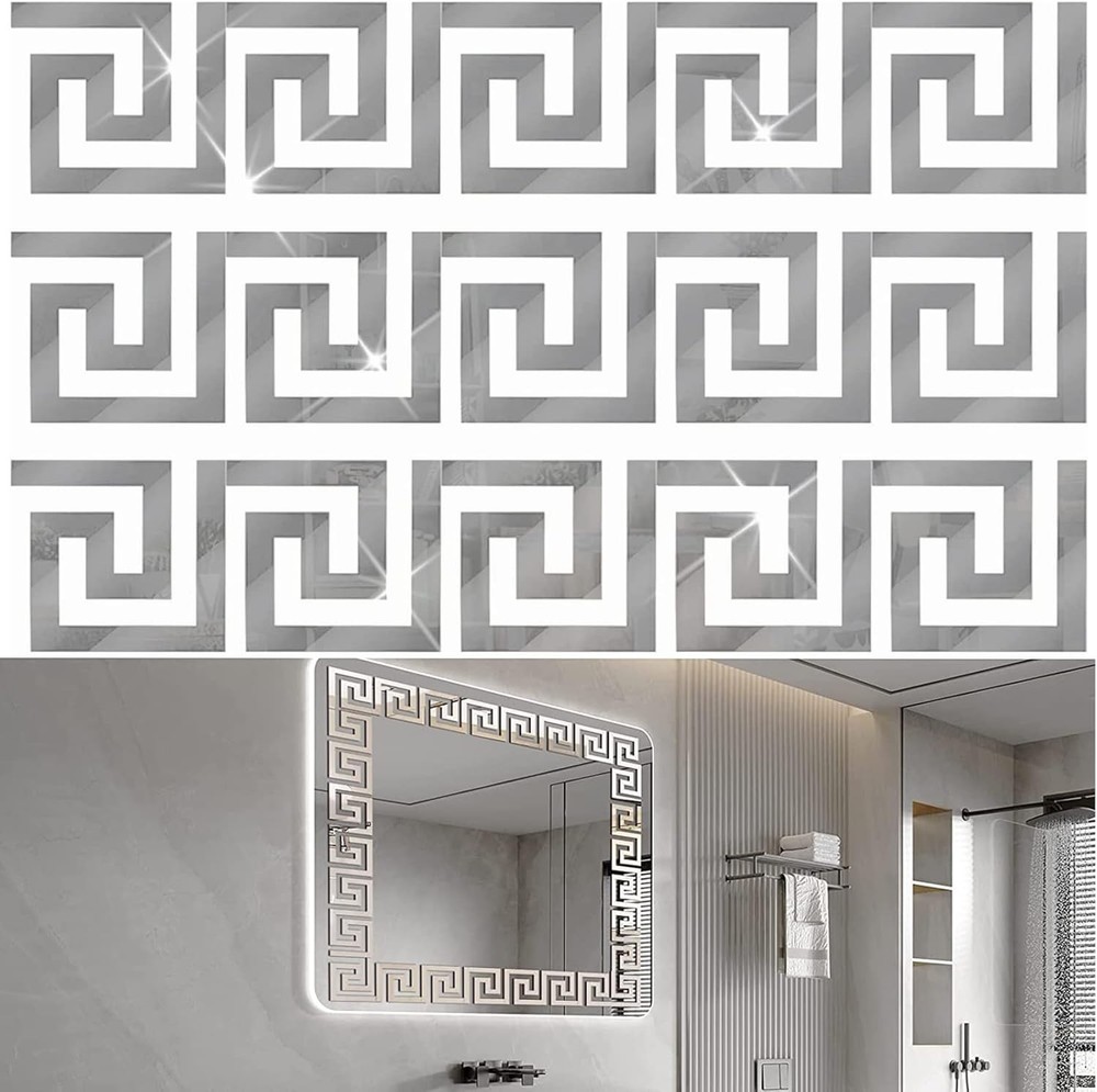 100 Pieces Removable Acrylic Mirror Setting, Mirror Tiles Wall Sticker Decal,Mir
