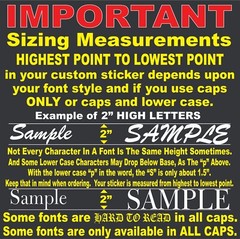 Custom Text Vinyl Lettering Sticker Decal Window Wall Business Car Name Boat RV