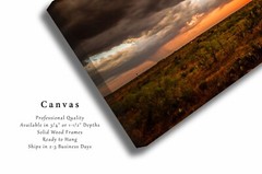 Canvas Wall Art Warm Sunset Over Cactus and Mesquite on Stormy Eve in West Texas