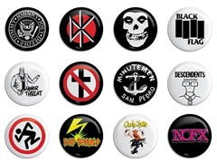 Punk Rock Bands Buttons/Pinbacks Pack 1 Misfits Ramones Black Flag Circle Jerks