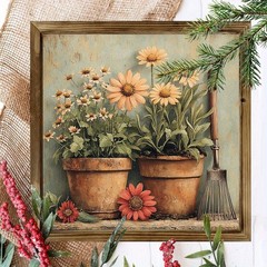 Country Daisy Gardening Wooden Sign Farmhouse Housewarming Decor Gift For Home