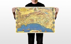 1953 Roads To Romance Southern California Old Map Wall Art Home – POSTER 20″x30″