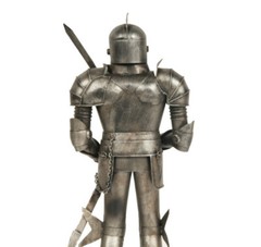 Medieval Knight Suit Of Armor Statue w Sword Metal Model 18″ Figurine Home Decor