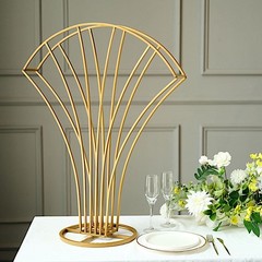 Gold 32″ Scalloped Fan Metal Flower DISPLAY STAND Table Centerpiece Party Events