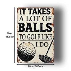 Metal Golf Ball Club Sign 8×12 Inches Vintage Tin Decor