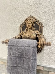Antique Goddess Hand Towel Holder Wall Mount Classical Maiden Bathroom Decor 9”