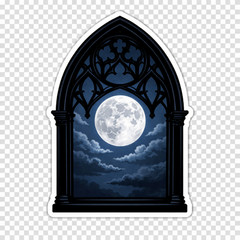 3 inch Gothic Moon Window Vinyl Sticker Dark Academia Cathedral Moon Decal