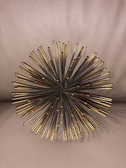3 Gold/Black Starburst Metal Atomic MCM Style Sea Urchin Wall Hangings Decor