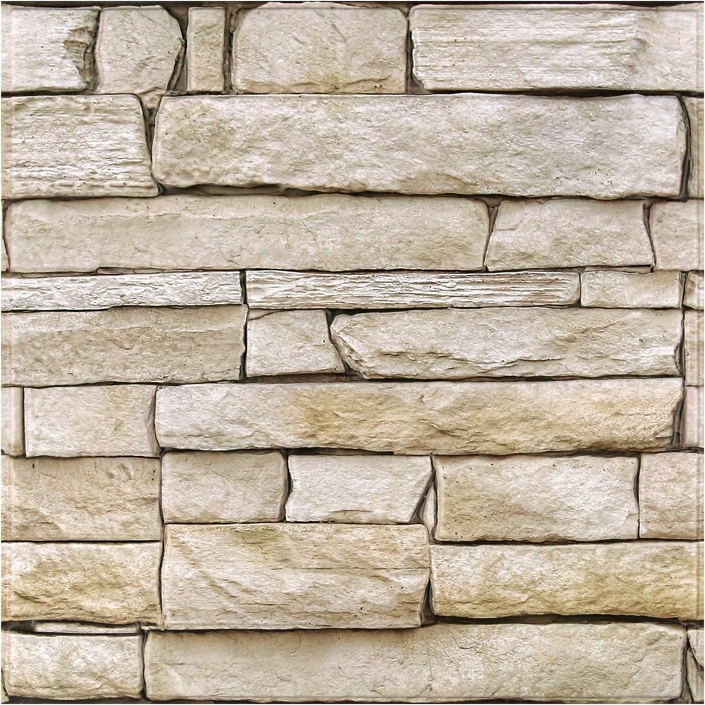 3D Peel and Stick Faux Stone Wall Panels 11.8″ x 11.8″ 10-Pack, Stone-Look Wall