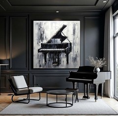 Canvas Wall art Print Black Grand Piano Canvas Wall Decor Gift For Music Lovers