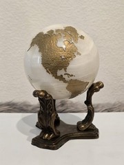 Maitland Smith Marble Stone Globe Solid White Gold – No Base