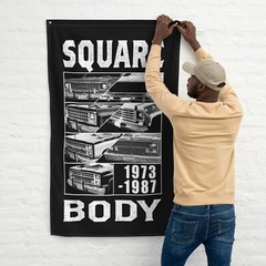 Square Body Truck Flag, Squarebody C10, 34″X56″ Garage Decor, Dorm, Man Cave