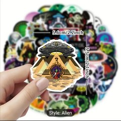 10 PCS Aliens Extraterrestrials UFOs Space Stickers BRAND NEW