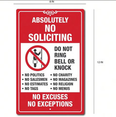 No Soliciting No Exceptions Do Not Knock Sign Home Business Security Metal Sign