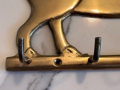 Solid Brass 9” Wall Mounted Pig Key Holder Rack Farmhouse Rustic Entryway Decor