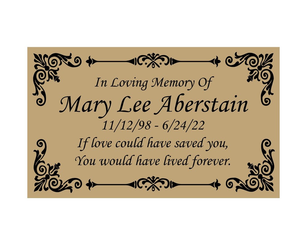 Memorial Plaque In Multiple Colors With Personalization – 8″ x 3″