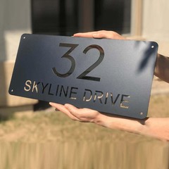 Custom Metal House Number Sign, Personalized Family Name Address