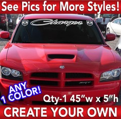CUSTOM TEXT » CHARGER » RT SRT WINDSHIELD VINYL DECAL STICKER 44″w x 4″h