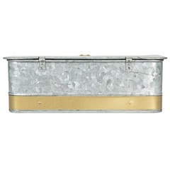 Creative Co-Op Nestable Rectangular Metal Storage Boxes Hasp Lock Silver Set Of