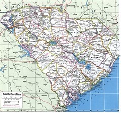 SOUTH CAROLINA SC COUNTIES MAP GLOSSY POSTER PICTURE PHOTO PRINT BANNER 10302