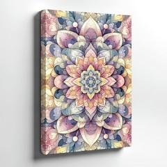 Wall Art Pastel Mandala Floral Abstract Symmetrical Canvas Print Home Decor