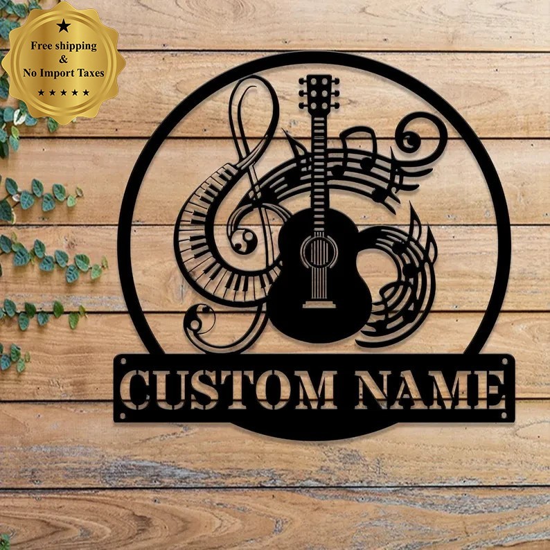 Personalized Music Room Metal Sign Custom Name Music Studio Wall Art Musician Gi