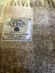 Rusk & Finch Beige Brown Gray Sheep Wool Fringe Throw Blanket New Zealand