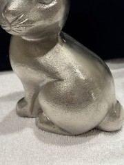 Easter Bunny Rabbit Hare Silver Tone Distressed Finish Decor Farmhouse Spring