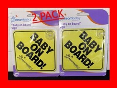 2-PACK Dreambaby Baby On Board Sign 5″ for Car, Baby Safety Warning Model L211