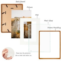 12×16 Picture Frames Teak Solid Wood Vertical Horizontal Standing Display Pho…