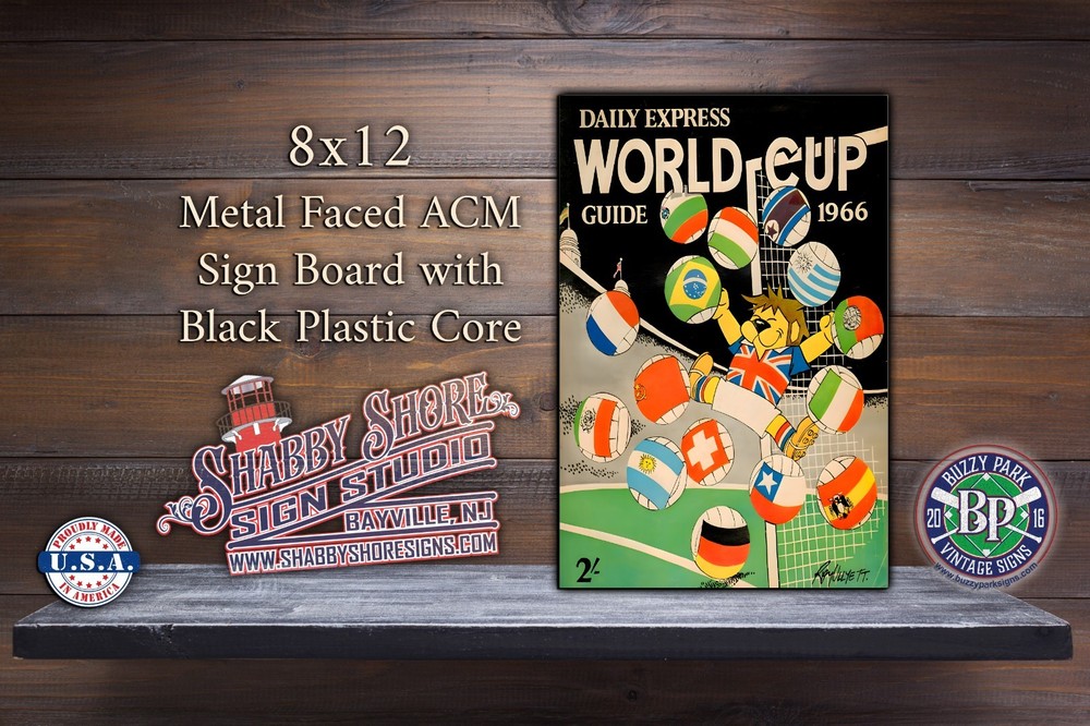 1966 World Cup Program Cover High Quality Metal Indoor/Outdoor Sign 8×12