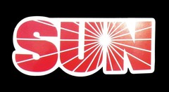 SUN Logo Vinyl Sticker Red White Sunburst 3.25in Skate Surf Style