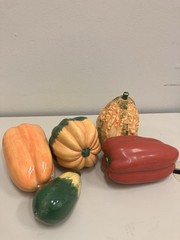 Vintage Art Glass Vegetables 5 Pieces Made In The Philippines