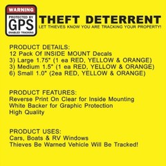 12 PACK GPS Tracking Warning INSIDE MOUNT Theft Deterrent Stickers High Quality